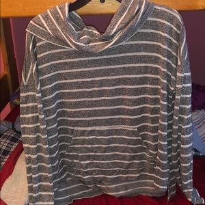 Grey and white long sleeve shirt